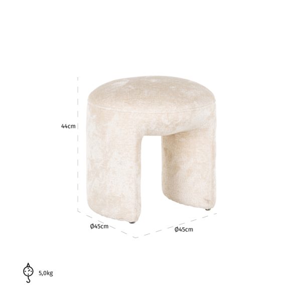 Poef Fargo  white chenille (Bergen 900 white chenille) - Afbeelding 4