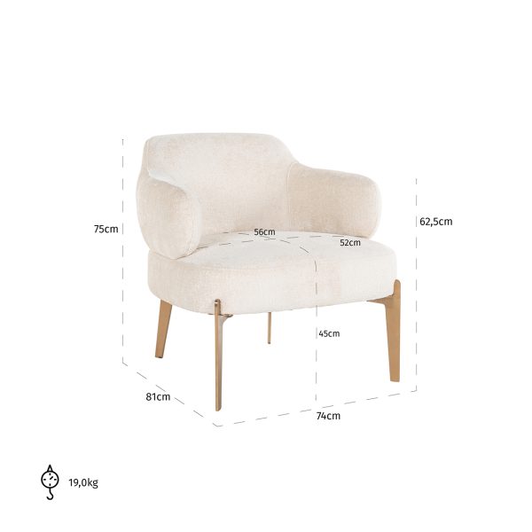 Fauteuil Venus white chenille (Bergen 900 white chenille) - Afbeelding 5