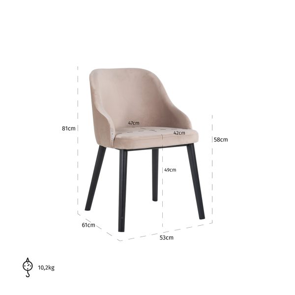 Stoel Twiggy khaki velvet (Quartz Khaki 903) - Afbeelding 5