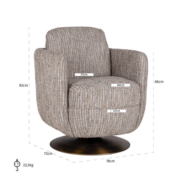 Draaifauteuil Turner beige coco (Beige) - Afbeelding 5