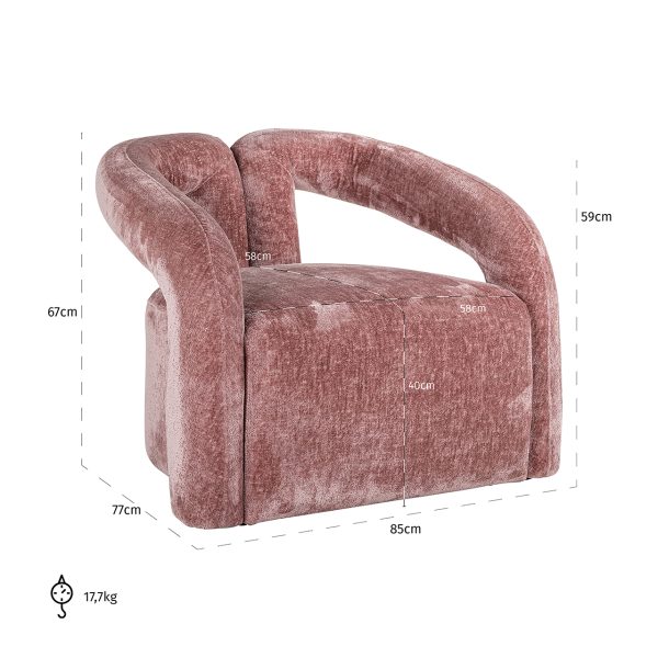 Fauteuil Dana rose chenille (Bergen 705 rose chenille) - Afbeelding 5