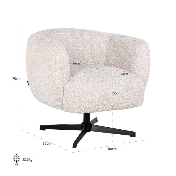 Draaifauteuil Estelle Lovely Cream (Be Lovely 11 Cream) - Afbeelding 5