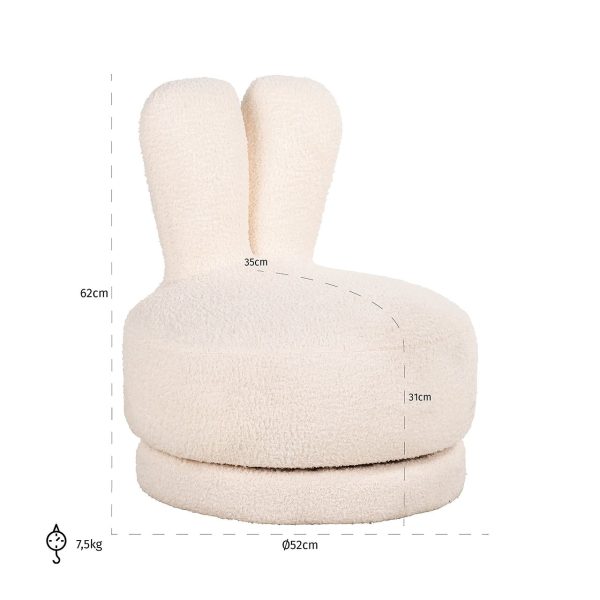 Kinderstoel Bunny white teddy (Teddy 14 White) - Afbeelding 5
