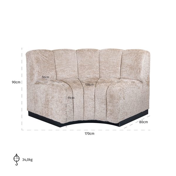 Recht hoek eetkamerbank Hillpark lovely beige (Be Lovely 170 Beige) - Afbeelding 5
