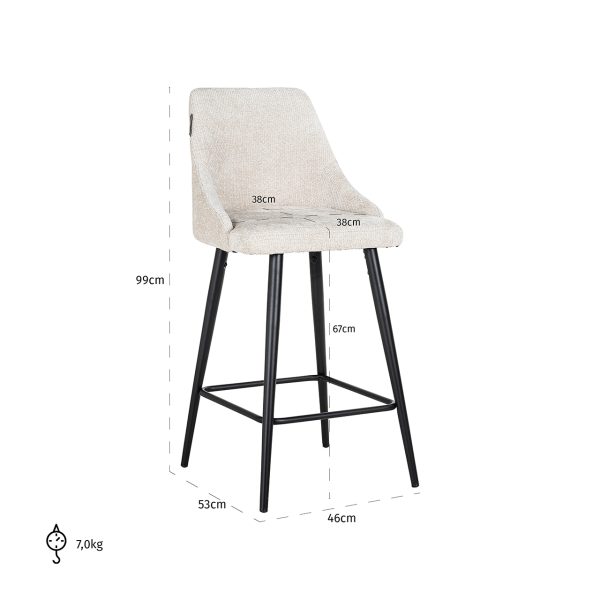 Counter stoel Brooke cream unicorn (set van 2) (Unicorn 11 cream) - Afbeelding 6