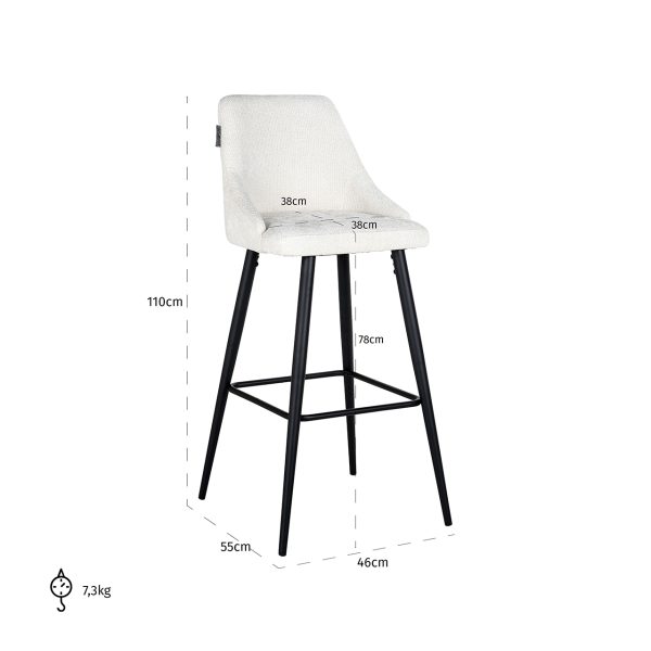Bar stoel Brooke white unicorn (set van 2) (Unicorn 02 white) - Afbeelding 6