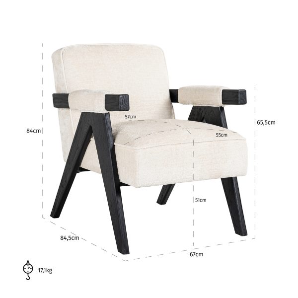 Fauteuil Cooper white chenille (Bergen 900 white chenille) - Afbeelding 5