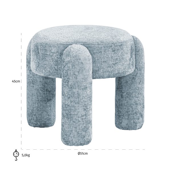 Poef Holly light blue chenille (Bergen 602 Light blue Chenille) - Afbeelding 2