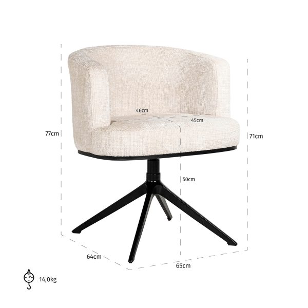 Draaistoel Cheyenne beige chenille (Niagara 902 beige Chenille) - Afbeelding 5
