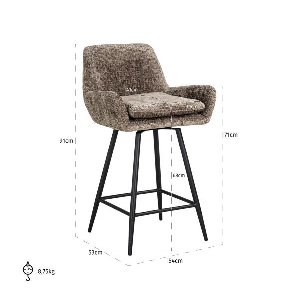Counterstoel Linsey stone chenille (Niagara 104 Stone Chenille) - Afbeelding 5