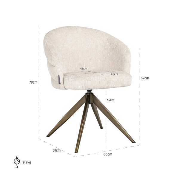 Draaistoel Zendaya beige chenille (Niagara 902 beige Chenille) - Afbeelding 5