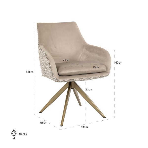 Draaistoel Lisonne be trendy nature / khaki velvet (Be Trendy 01 Nature) - Afbeelding 5