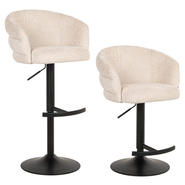 Bar/counter stoel draaibaar Nikki beige chenille (Niagara 902 beige Chenille)