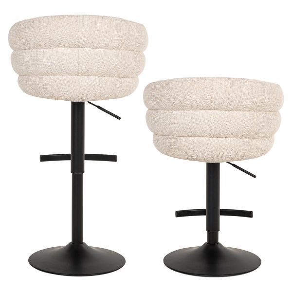 Bar/counter stoel draaibaar Nikki beige chenille (Niagara 902 beige Chenille) - Afbeelding 3