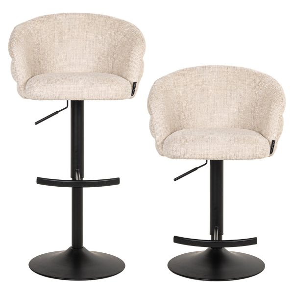 Bar/counter stoel draaibaar Nikki beige chenille (Niagara 902 beige Chenille) - Afbeelding 4