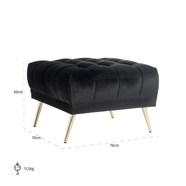 Poef Huxley antraciet velvet (Quartz Antraciet 801) - Afbeelding 5