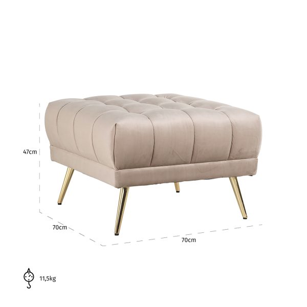 Poef Huxley khaki velvet (Quartz Khaki 903) - Afbeelding 5