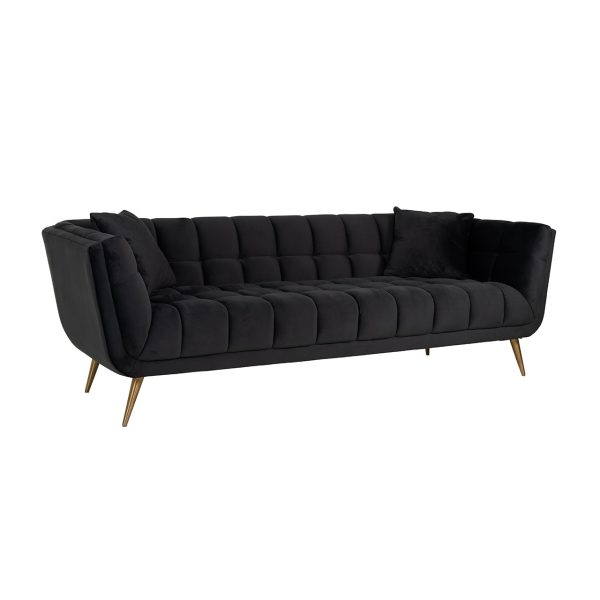 Bank Huxley Antraciet velvet / Brushed gold (Quartz Antraciet 801)