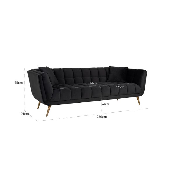 Bank Huxley Antraciet velvet / Brushed gold (Quartz Antraciet 801) - Afbeelding 4
