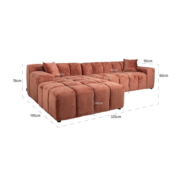 Sofa Cube 3-zits + lounge links (Fusion 92 Blush) - Afbeelding 5