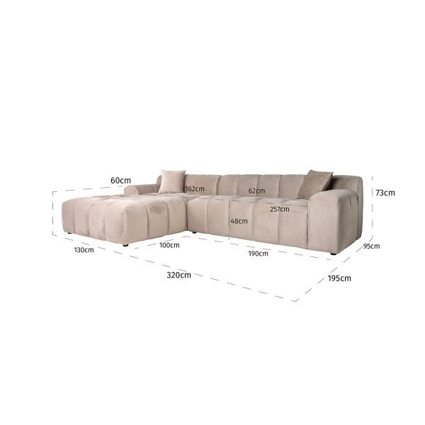 Bank Cube 3-zits + lounge links (Quartz Khaki 903) - Afbeelding 6