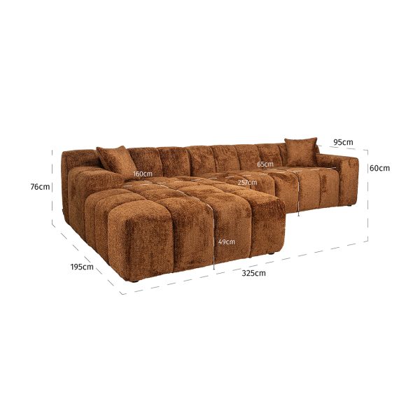 Sofa Cube 3-zits + lounge links (Be Lovely 603 Cinnamon) - Afbeelding 5