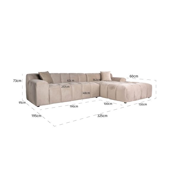 Bank Cube 3-zits + lounge rechts (Quartz Khaki 903) - Afbeelding 6
