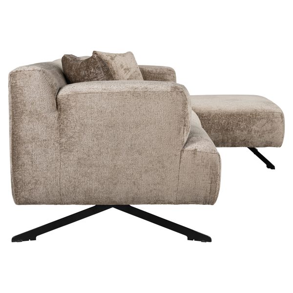 Bank Donovan 3-zits + lounge rechts (Bergen 104 taupe chenille) - Afbeelding 2