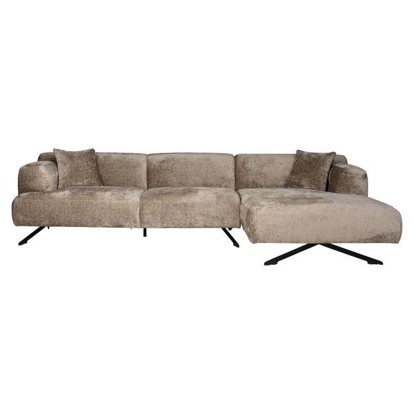Bank Donovan 3-zits + lounge rechts (Bergen 104 taupe chenille) - Afbeelding 4
