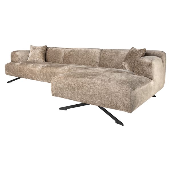 Bank Donovan 3-zits + lounge rechts (Bergen 104 taupe chenille) - Afbeelding 6