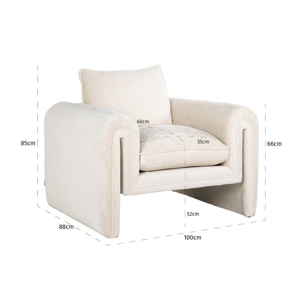 Fauteuil Sandro white chenille (Bergen 900 white chenille) - Afbeelding 5