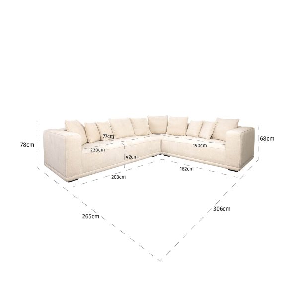 Hoekbank Lusso beige chenille (Niagara 902 beige Chenille) - Afbeelding 4