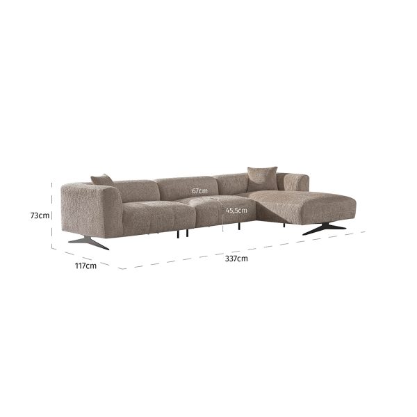 Bank Hoxton 3-zits + lounge rechts (Be Lovely 170 Beige) - Afbeelding 3