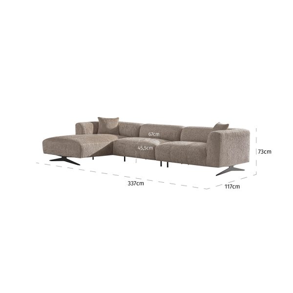 Bank Hoxton 3-zits + lounge links (Be Lovely 170 Beige) - Afbeelding 3