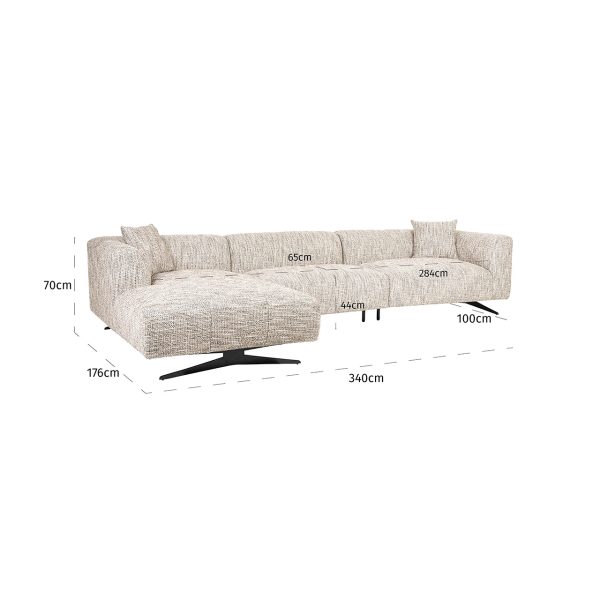 Bank Hoxton 3-zits + lounge links (Be Trendy 01 Nature) - Afbeelding 5