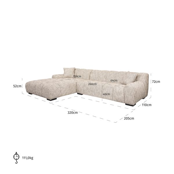 Bank Hazel 3-zits + lounge links trendy nature (Be Trendy 01 Nature) - Afbeelding 6