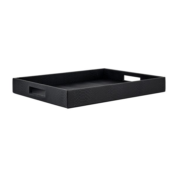 Dienblad Blane zwart croco set van 2 (Black) - Afbeelding 3