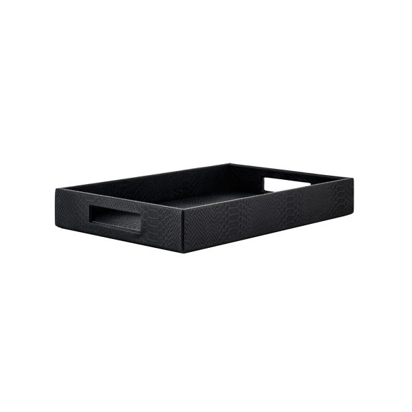 Dienblad Blane zwart croco set van 2 (Black) - Afbeelding 4