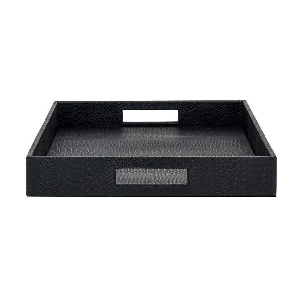 Dienblad Blane zwart croco set van 2 (Black) - Afbeelding 5