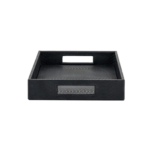 Dienblad Blane zwart croco set van 2 (Black) - Afbeelding 6