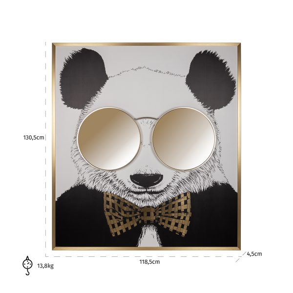 Wall art shiny Panda (Black/gold) - Afbeelding 3