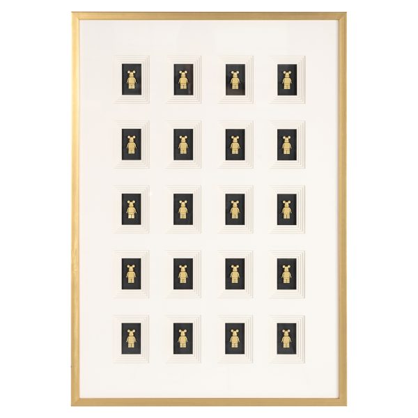 Wall art Bear block 3D (Black/gold)