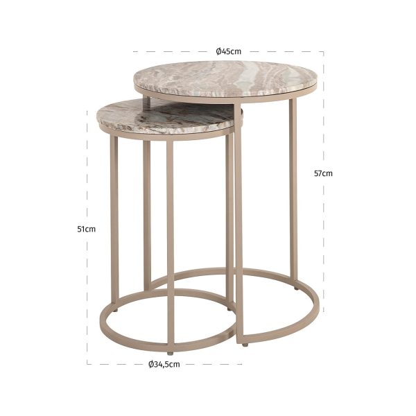 Bijzettafel Fairfax set van 2 (Stone) - Afbeelding 5