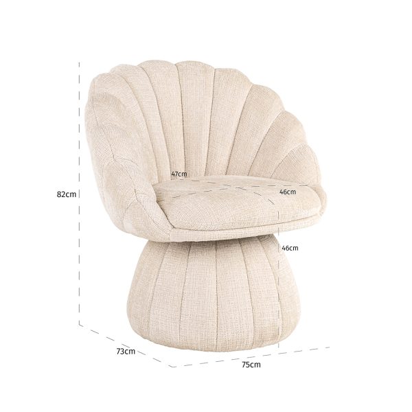 Fauteuil Blossom beige chenille (Niagara 902 beige Chenille) - Afbeelding 5