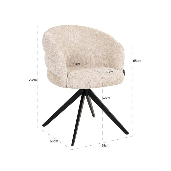 Draaistoel Serenity beige chenille (Niagara 902 beige Chenille) - Afbeelding 5