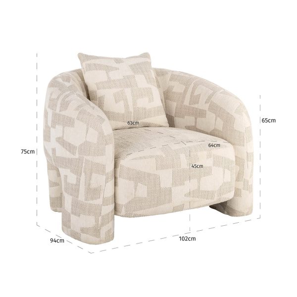 Lounge fauteuil Tuscany beige graffic (Beige graffic) - Afbeelding 5