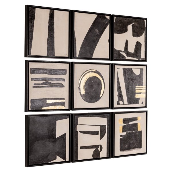 Wall art Gabri set van 9 (Black/white) - Afbeelding 2