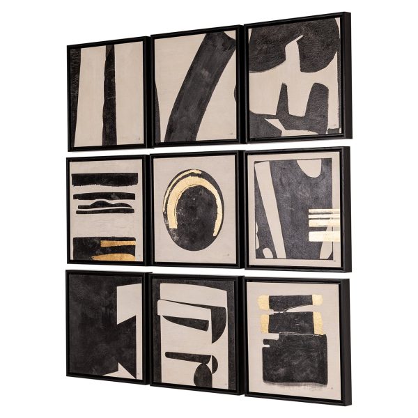 Wall art Gabri set van 9 (Black/white) - Afbeelding 3