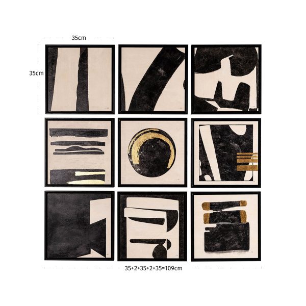 Wall art Gabri set van 9 (Black/white) - Afbeelding 4