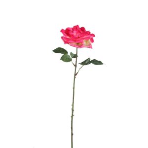 Rose Flower Birght Pink Rose Spray With Leaves (set of 12)